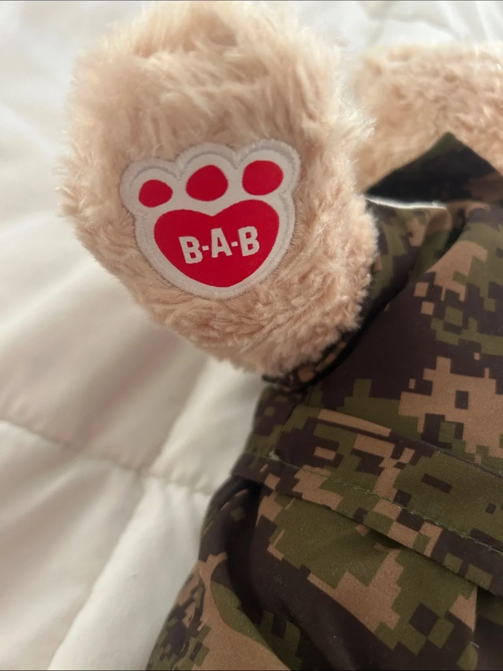Build-A-Bear Beige Teddy in Camouflage Outfit